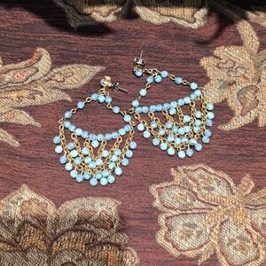 Elegant Gold and Turquoise Chandelier Earrings